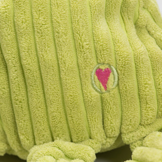 Close up to show HuggleHeart logo on the toy.