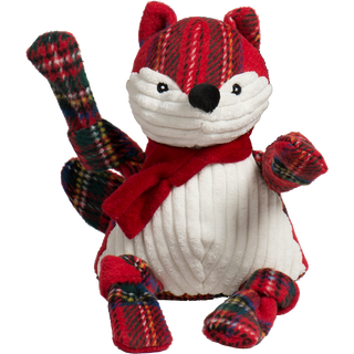 Straight-on front view of Tartan Tidings Large Fox Knottie® sitting upright