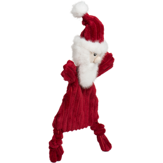 Side view of St. Nick HuggleFlattie toy showing red plush detail and hat.