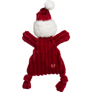 Back view of full St. Nick HuggleFlattie showing hat and soft plush body.