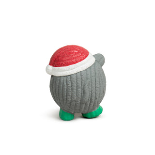 Back view of Ruff-TexÂź mouse toy showing embossed heart and green feet.