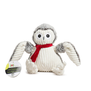 Front view of Ollie Owl Knottie with Tuffut Technology hangtag attached
