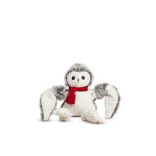 Front view of Ollie Owl Knottie plush toy sitting upright