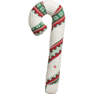 Isolated image of Super-size Wintergreen Candy Cane dog toy on a white background.