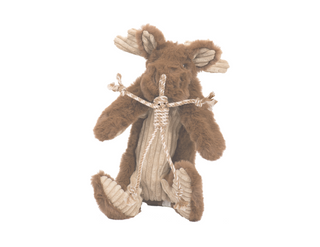 Plush brown maple moose faded out to show the internal "x-brace" skeleton that is sewn to the head and threaded throughout the body for added strength.