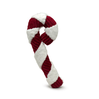 Super-size red and white candy cane dog toy.