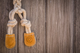 Close up image of the HuggleGroup™ heart logo that is placed on the foot of every Natural Rope Knottie®.