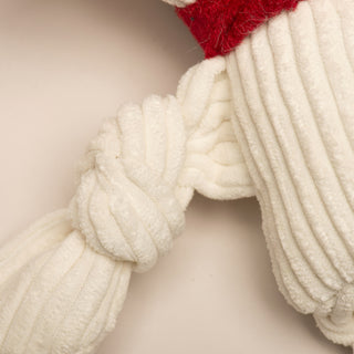 Close up of knotted limb on L.T. Knottie® plush dog toy.