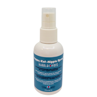 Catnip spray for cats: in a white spray-bottle, with a blue sticker describing the product.