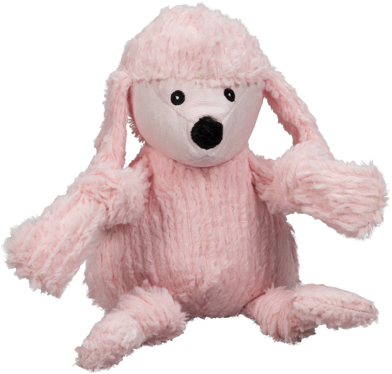 Diva Poodle Knottie. Pink fur, black nose, long floppy ears.