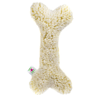 Fluffy natural cream colored HuggleFleece® two foot bone with squeaker.