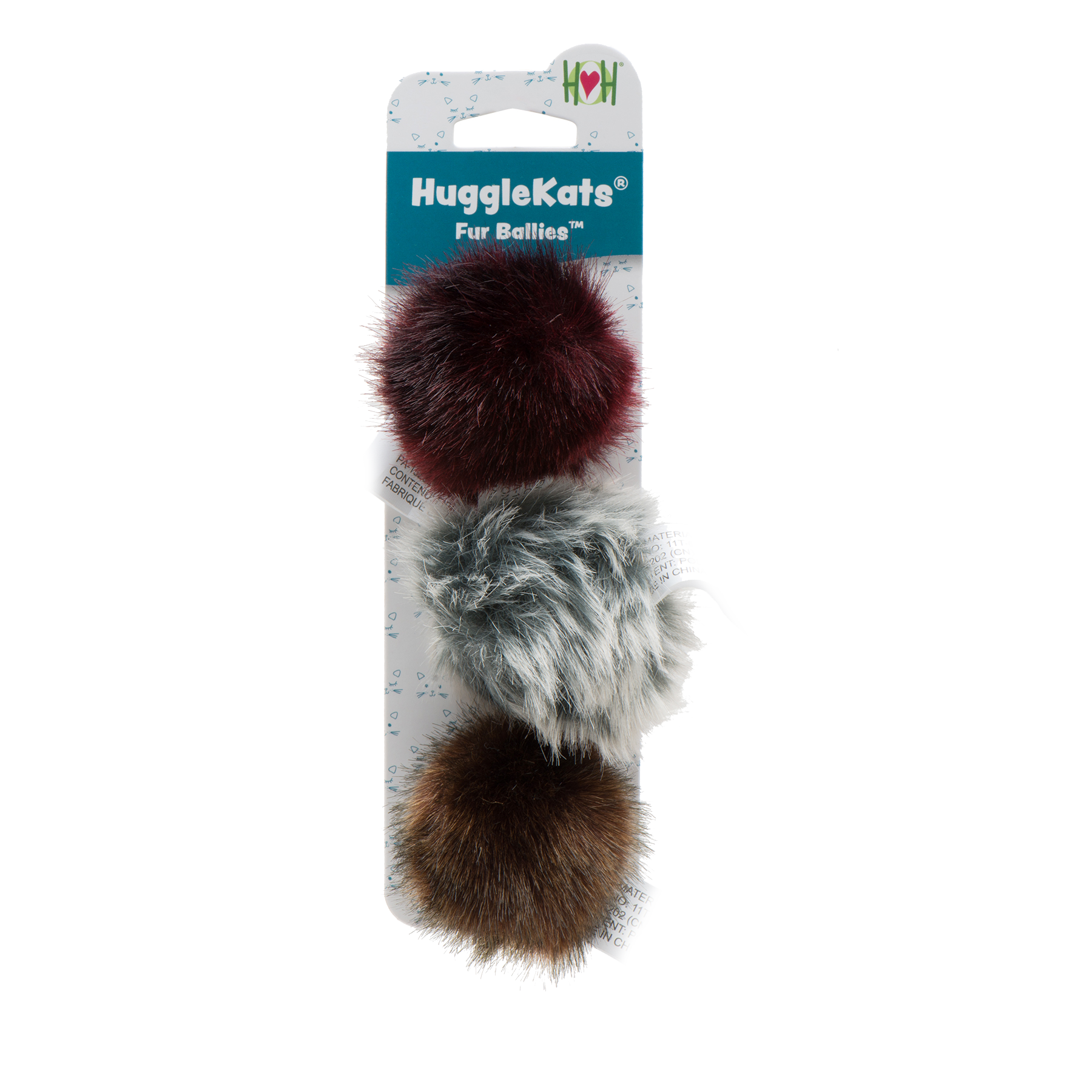 HuggleKats® Fur Ballies Cat Toys, 3 Pack