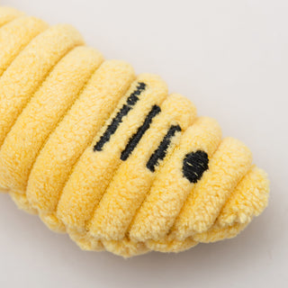 Close up of yellow sardinie to show detail in embroidered gills and eye.