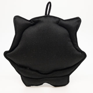 Back view of HuggleTuff™ Puffies plush dog toy: back is solid black.