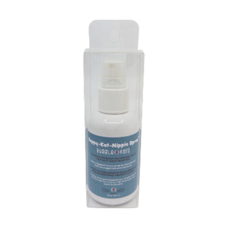 Catnip spray for cats: in a white spray-bottle, with a blue sticker describing the product. Bottle is in clear packaging.