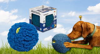 Dog playing with hugglehounds HuggleSnuffles™ HuggleFleece® Treat Trap™, Treat Dispensing Ball 