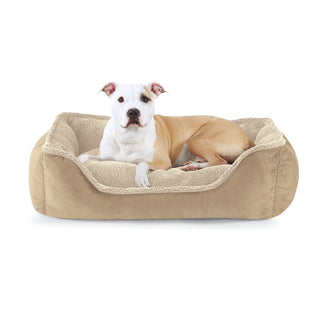 HuggleHounds® Bolster Bed – Small Tan | Limited Edition