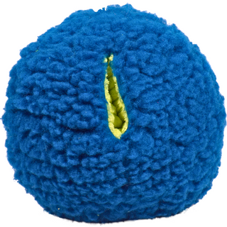 Treat-trapper ball, showing one of the three green holes designed to hide treats inside for your dog to discover.