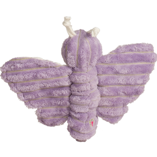 This is the back of the small butterfly. The entire back of the butterly is the soft and rich violet purple color made of ultra-wide corduroy plush. You can see the white antenna at the top of her head.