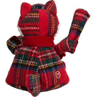 Back view of Tartan Tidings Fox Large Knottie® highlighting full plaid body and tail
