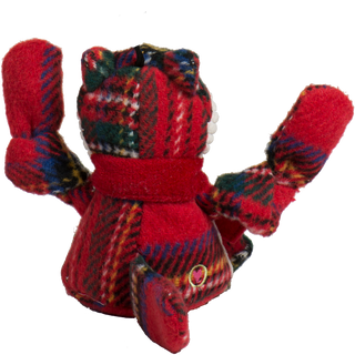 Back view of Tartan Tidings Fox Knottie® highlighting full plaid body and tail
