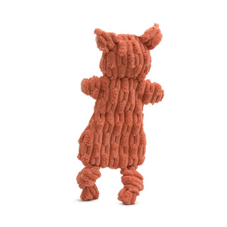 Back view of peach pig plush dog toy.