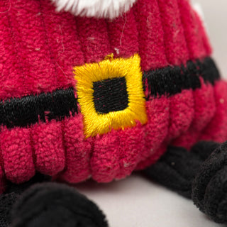 Close up of Santa's embroidered black and gold belt.