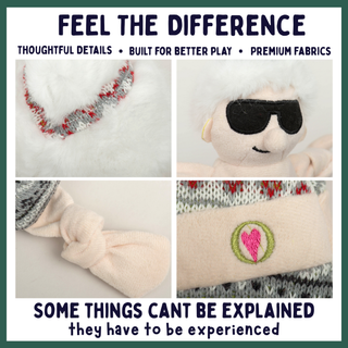 A promotional collage with four product detail photos and marketing text. The text reads 'FEEL THE DIFFERENCE' and 'SOME THINGS CAN'T BE EXPLAINED they have to be experienced.