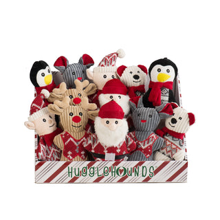 12 piece Nordic Frost Cookie Display box including 2 each of plush penguin, mouse, elf, polar bear, reindeer, and Santa.