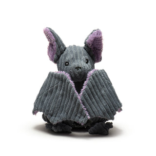 Large size Boris bat plush dog toy with wings closed.