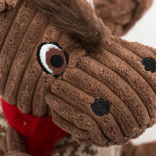 Close up view of embroidery details on Cinnamon Horse Knottie® face