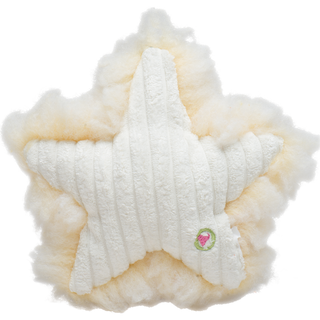 White corduroy star with natural colored HuggleFleece® on the back.