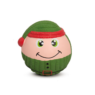 Small Eli Elf Ruff-Tex squeaky latex dog toy ball.