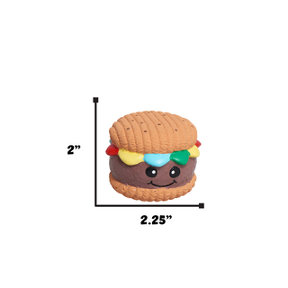 Size of small hamburger shaped toy.