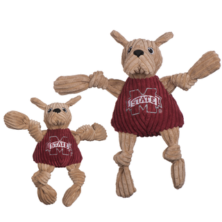 Two dog toys with Mississippi State University logo on a white background