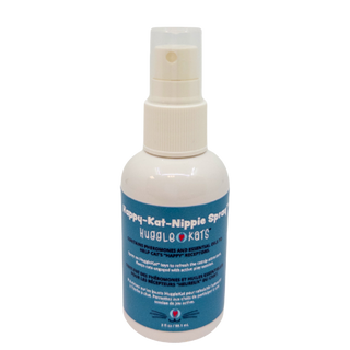 Catnip spray for cats: in a white spray-bottle, with a blue sticker describing the product. 