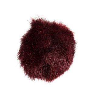 Deep maroon faux-fur, catnip-filled ball cat toy.