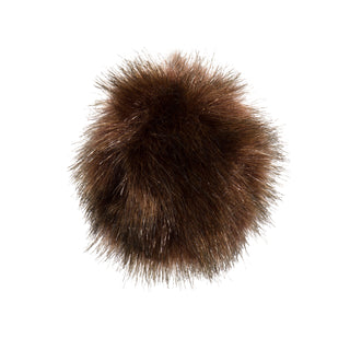 Brown faux-fur, catnip-filled ball cat toy.