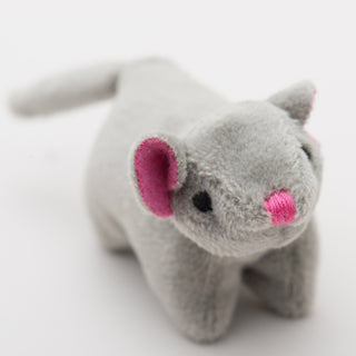Close up of gray mouse to show details in embroidered nose.