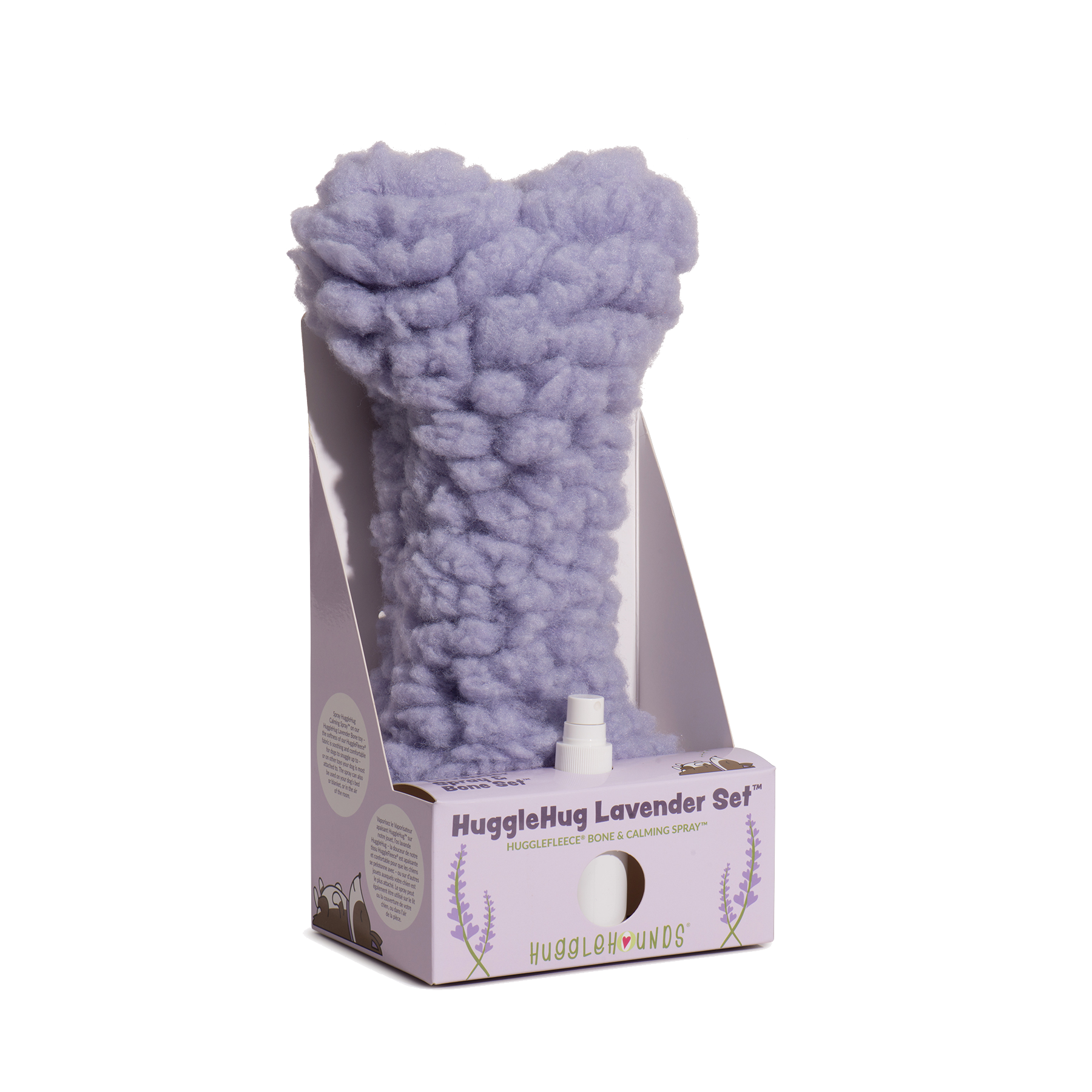 HuggleHug™ Lavender Bone & 2oz Calming Spray Dog Toy Set