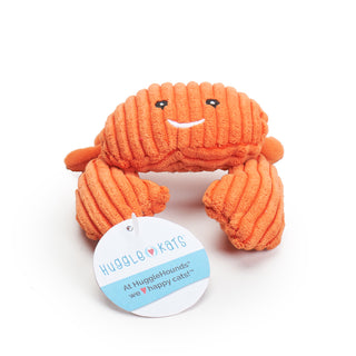 Orange crab catnip stuffed corduroy cat toy with tag.